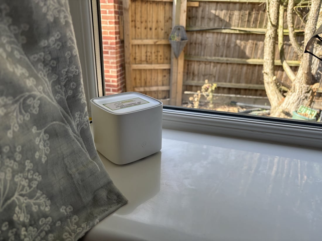 Example customer router fitted to a wall, shown as the type of equipment customers may receive.